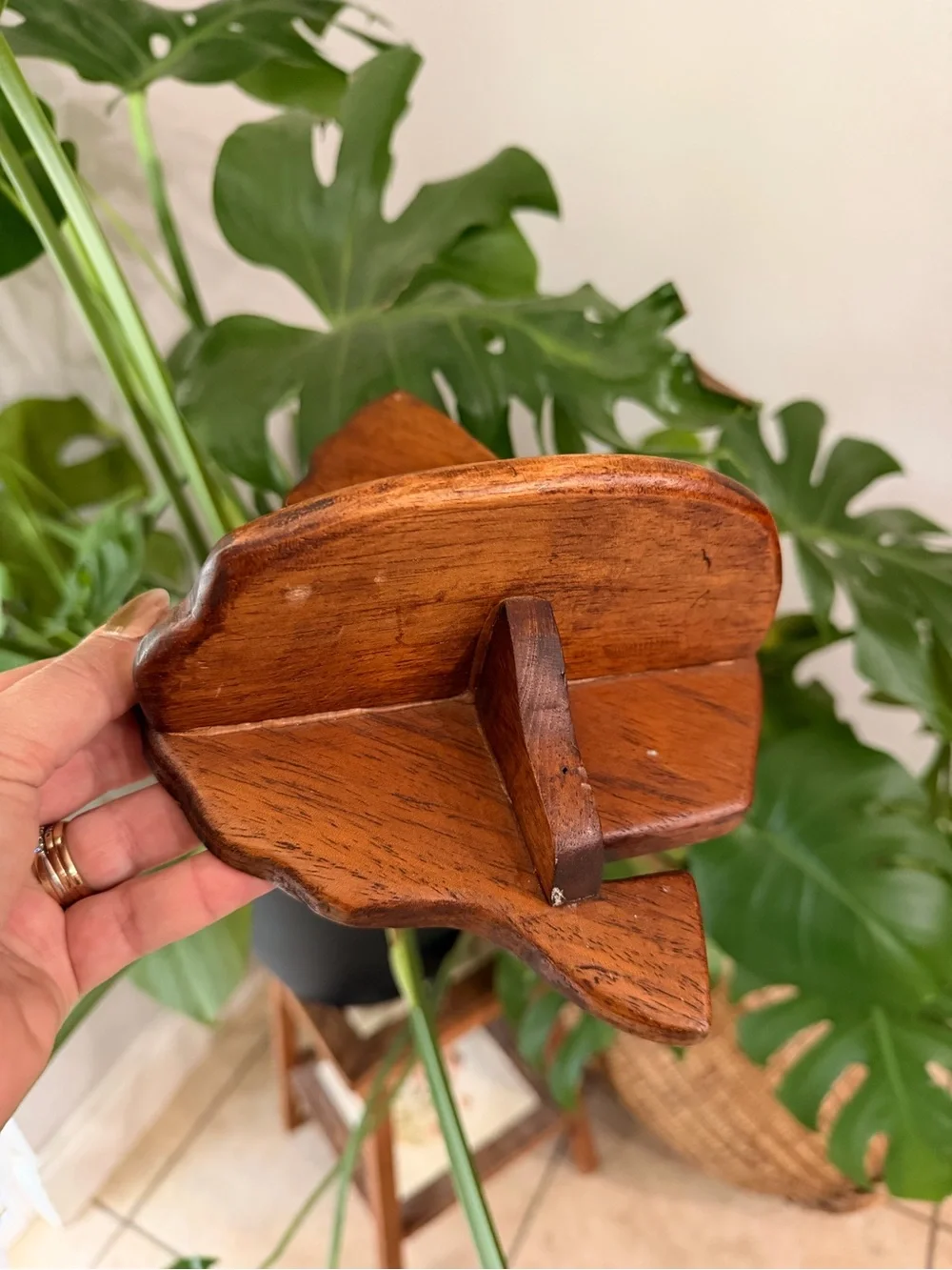 Vintage Handmade Wood Corner Shelf / Wall Shelf Cottagecore